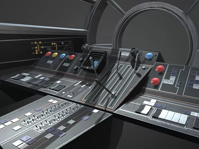 Professional Control Console Equipment With Multifunctional Buttons Knobs And Panels 3d model