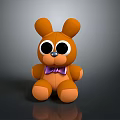 Cute Brown Rabbit Plush Toy With Big Black Eyes And Purple Bow Tie