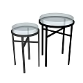 Modern Round Side Tables With Glass Top And Black Frame Design 3d model