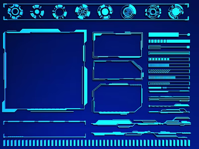 Futuristic Cyberpunk UI Gadgets For Digital Interfaces 3d model