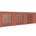 Modern Red Brick Feature Wall With Perforated Patterns And Geometric Cutouts 3d model