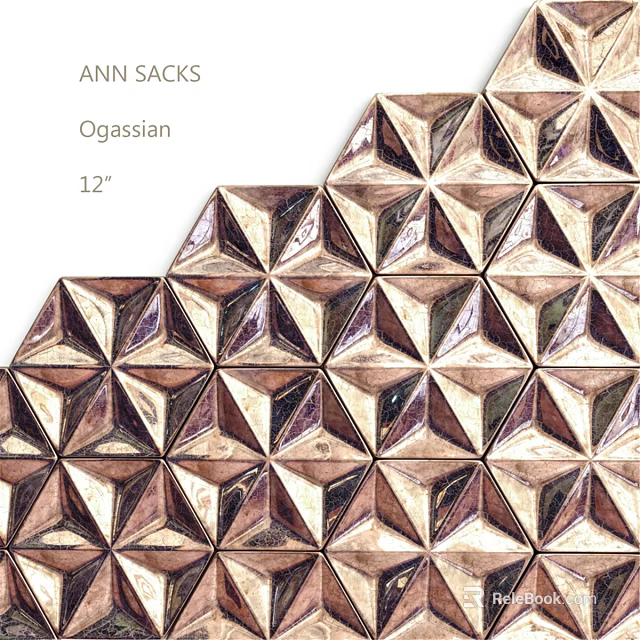 Geometric Metallic Copper Wall Design With 3D Pyramid Patterns And Textured Surface 3d model 