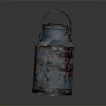 Vintage Rusted Blue Milk Can With Metal Handle For Milk Beverage Storage