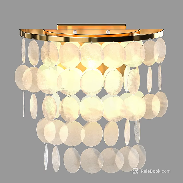 Elegant Modern Wall Light With Gold Frame And Circular Translucent Decorative Pieces 3d model 