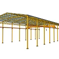 Industrial Equipment Steel Structure Shed With Yellow Supporting Frame And Metal Beams