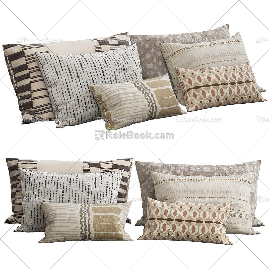 Modern Pillow Printed Pillow Pillow Combination 3d model