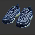 Nike Air Max 97 Shoes Gray Black With Wavy Lines Yellow Air Cushion Sole Green Laces