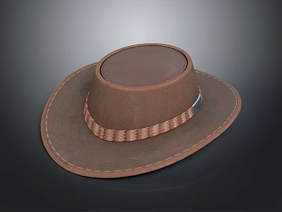 Stylish Brown Wide Brim Hat With Braided Band For Fashionable Outfits 3d model