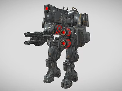 Futuristic Mech Weaponry Featuring Advanced Mechanical Structure Cannons Red Components And Detailed Design 3d model