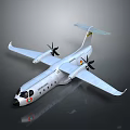 White Aircraft 3D Model Featuring Propeller Engines Wings Windows and Tail Logo 3d model