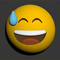 Funny Yellow Smiley Face Decorative Ornament Set with Blue Sweat Drop and Emoji Style Design