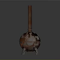 Rusty Vintage Metal Device With Spherical Base Three Legged Stand And Tall Slender Pipe