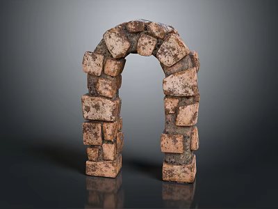 Rustic Aged Stacked Brick Arch Structure As Architectural Decorative Element 3d model