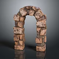 Rustic Aged Stacked Brick Arch Structure As Architectural Decorative Element