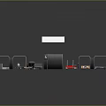 3D Exhibition Booth Layout With Structural Frames Stairs And Lighting Elements