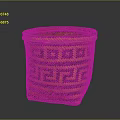 Stylish Woven Storage Basket with Orange and Black Geometric Pattern Design