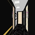 KTV Hallway Interior Design With Black White Checkered Walls And Marble Floor