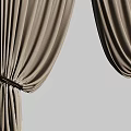 Beige Velvet Curtains With Elegant Drapery Design And Black Tiebacks For Home Windows