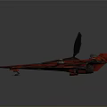 Futuristic Spaceship With Red And Black Camouflage Transparent Cockpit And Sleek Aerodynamic Design