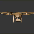 Golden Drone With Four Propellers Metallic Design Shiny Surface On Reflective Background 3d model