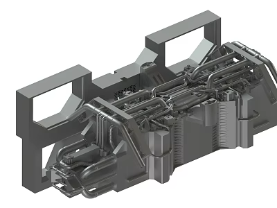 Mechanical Engineering Component With Metallic Structure And Interconnected Parts 3d model