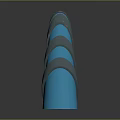 Cartoon Scene Featuring Spiral Structure With Glowing Blue Black Layers And Shiny Surface In Futuristic Setting