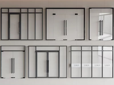 Various Modern Door And Window Designs With Glass Panels And Frame Structures 3d model