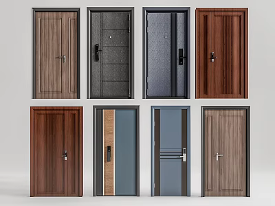 Various Styles Of Modern Security Doors With Different Color Options For Home Safety 3d model