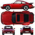 Red Porsche Classic Car Front And Rear Views 3d model