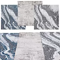 Modern Square Rugs With Blue Gray Marble Pattern For Living Room Decor