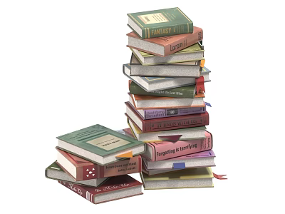 Stacked Books and Magazines With Colorful Covers and Various Title Labels 3d model