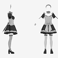 Two Different Maid Costume Designs With Dress Apron Headpiece And Shoes