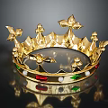Shiny Golden Crown Headwear With Intricate Decorative Design And Colorful Gems