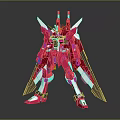 Pink Winged Mecha Character Figure In Standing Pose With Detailed Armor Design