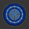 Blue Circular Metal Component With Cross Design Structure And Surrounding Metal Bolts