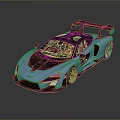 Blue High Performance Sports Car With Black Rear Wing And Sleek Exterior Design