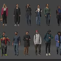 Diverse Group of People in Various Outfits Standing in Different Poses