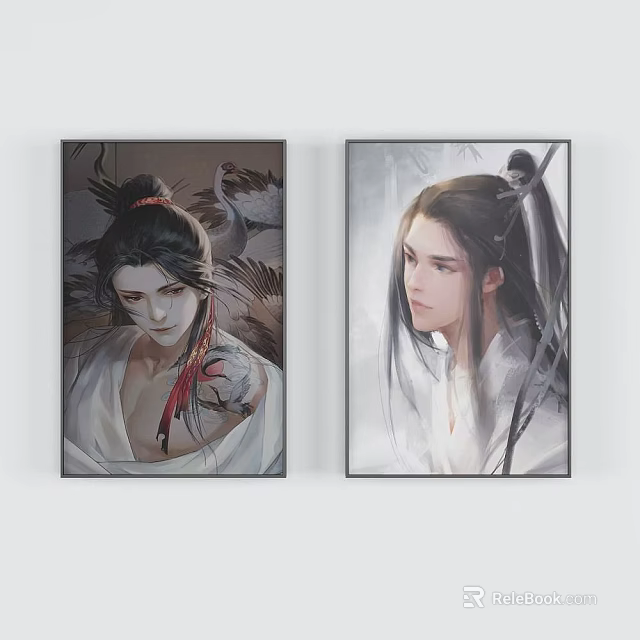 Storage Cabinet With Decorative Traditional Chinese Style Figure Paintings On 3d model 
