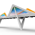 Modern Bridge Design With Orange Triangular Structures Red Deck And Colorful Grid 3d model