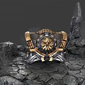 Decorative Household Ornament With Gold Black Intricate Design Emblem Stone Base Chain Accents