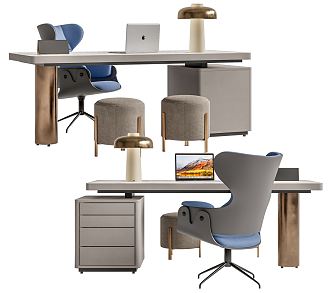 Modern desk and chair desk and chair office desk and chair combination 3d model