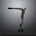 Modern Minimalist Floor Lamp Furniture with Green Line Accents Metallic Finish and Geometric Shape