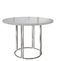 Modern Round Table With White Tabletop And Silver Metal Legs Design 3d model