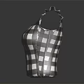 Fashionable Black And White Checkered Top With Ruffled Sleeves And Square Neck Design