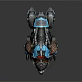 3D Model Of Blue Mechanical Bear With Red Glowing Eyes And Clawed Limbs