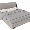 Modern Gray Double Bed With Upholstered Headboard Comforter And Pillows 3d model