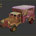 Rusty Red Vintage Truck With Graffiti Art And White Roof Design