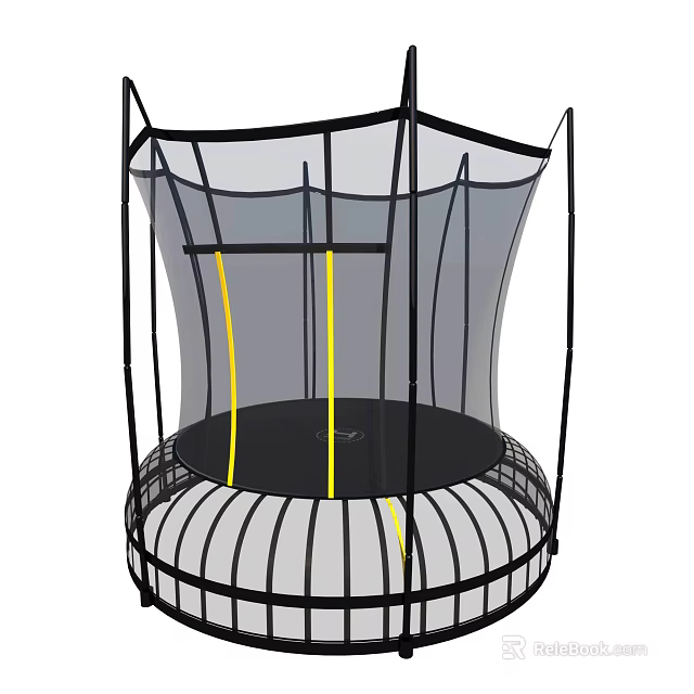 Outdoor Round Trampoline With Safety Net For Kids Play Equipment 3d model 