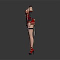 Two Different Character Costume Styles With White Top Red Pants And Red Dress Details
