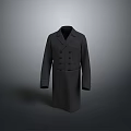Gray Long Coat with Double Breasted Closure and Stand Collar in Simple Modern Design